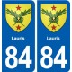 84 Lauris blason autocollant plaque stickers ville