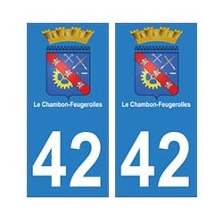 42 Le Chambon-Feugerolles autocollant plaque blason armoiries stickers département