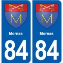 84 Mornas blason autocollant plaque stickers ville
