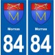 84 Mornas blason autocollant plaque stickers ville