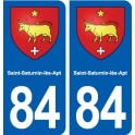 84 Saint-Saturnin-lès-Apt escudo de armas de la etiqueta engomada de la placa de pegatinas de la ciudad