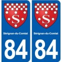 84 Sérignan-du-Comtat escudo de armas de la etiqueta engomada de la placa de pegatinas de la ciudad