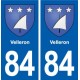 84 Velleron blason autocollant plaque stickers ville