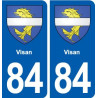84 Visan blason autocollant plaque stickers ville