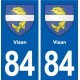 84 Visan blason autocollant plaque stickers ville