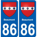 86 Beaumont blason autocollant plaque stickers ville