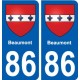 86 Beaumont blason autocollant plaque stickers ville