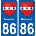 86 Beaumont blason autocollant plaque stickers ville