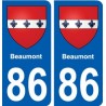 86 Beaumont blason autocollant plaque stickers ville