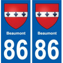 86 Beaumont blason autocollant plaque stickers ville