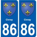 86 Civray blason autocollant plaque stickers ville