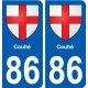 86 Couhé blason autocollant plaque stickers ville