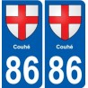 86 Couhé blason autocollant plaque stickers ville