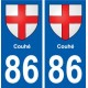 86 Couhé blason autocollant plaque stickers ville