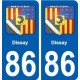 86 Dissay blason autocollant plaque stickers ville