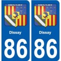 86 Dissay blason autocollant plaque stickers ville