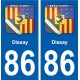86 Dissay blason autocollant plaque stickers ville