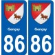 86 Gençay blason autocollant plaque stickers ville
