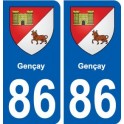 86 Gençay blason autocollant plaque stickers ville
