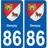 86 Gençay blason autocollant plaque stickers ville