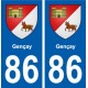 86 Gençay blason autocollant plaque stickers ville