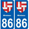 86 Mirebeau blason autocollant plaque stickers ville
