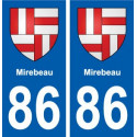 86 Mirebeau blason autocollant plaque stickers ville