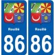 86 Rouillé blason autocollant plaque stickers ville