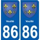 86 Vouillé blason autocollant plaque stickers ville