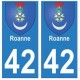 42 Roanne autocollant plaque blason armoiries stickers département