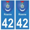 42 Roanne autocollant plaque blason armoiries stickers département