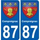 87 Compreignac blason autocollant plaque stickers ville