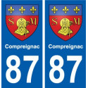 87 Compreignac blason autocollant plaque stickers ville