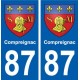 87 Compreignac blason autocollant plaque stickers ville