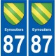 87 Eymoutiers blason autocollant plaque stickers ville