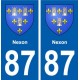 87 Nexon blason autocollant plaque stickers ville