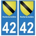 42 Roche-la-molière autocollant plaque blason armoiries stickers département