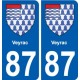 87 Veyrac blason autocollant plaque stickers ville