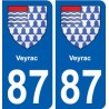 87 Veyrac blason autocollant plaque stickers ville