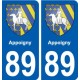 89 Appoigny blason autocollant plaque stickers ville