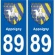89 Appoigny blason autocollant plaque stickers ville