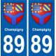 89 Champigny blason autocollant plaque stickers ville