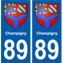89 Champigny blason autocollant plaque stickers ville