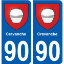 90 Cravanche blason autocollant plaque stickers ville