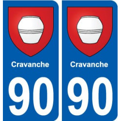90 Cravanche blason autocollant plaque stickers ville