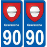 90 Cravanche blason autocollant plaque stickers ville