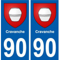 90 Cravanche blason autocollant plaque stickers ville