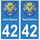 42 Saint-Etienne autocollant plaque blason armoiries stickers département