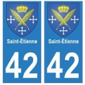 42 Saint-Etienne autocollant plaque blason armoiries stickers département