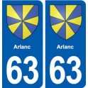 63 Arlanc  blason autocollant plaque stickers ville
